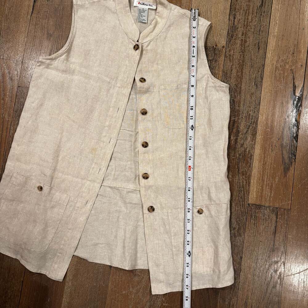 Talbots Vintage 100% Linen Sleeveless Button-Down Vest - Picture 9 of 9